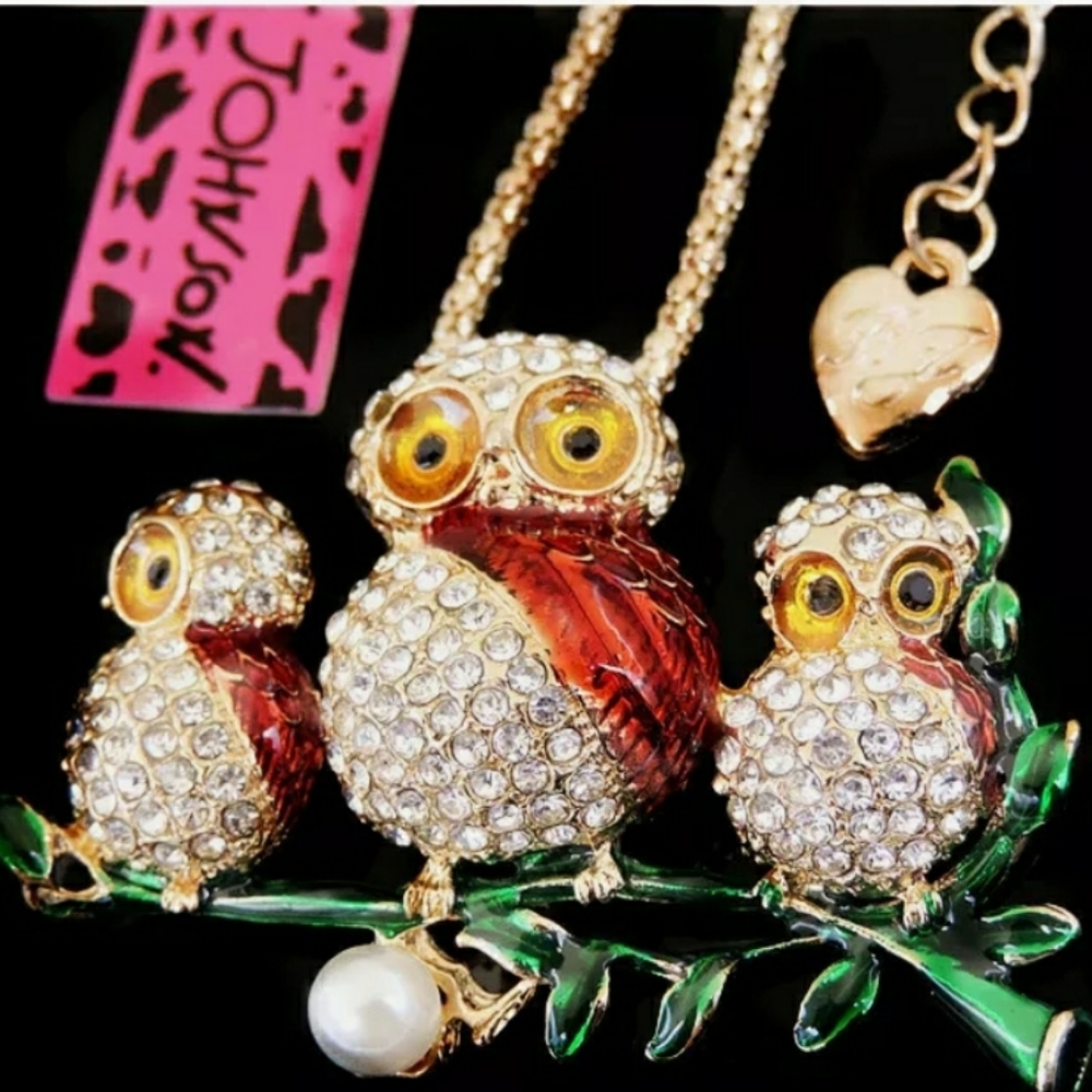 Animal Pearl Three Owls Crystal Cha